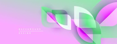 Soyut tasarım akışkan şekiller, gradyanlar içerir. Pembe, yeşil renkler modern görsel efektler yaratır. Minimalist tarz, dinamik kompozisyon.