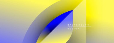 Soyut gradyanlar çakışıyor, dinamik görsel etki yaratıyor. Sarılar, maviler pürüzsüz karışıyor. Minimalist tasarım metin ögeleri içerir.