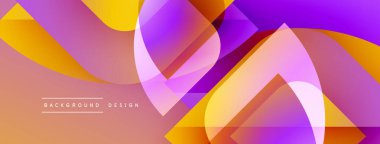 Soyut geometrik şekiller çakışıyor. Canlı renkler harmanlanır, dinamik görsel akış yaratır. Modern tasarım elementleri akıcılık ve enerji öneriyor.