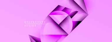 Soyut pembe tasarım geometrik şekiller, gradyanlar, üst üste binen katmanlar içerir. Dijital projeler için modern arkaplan.