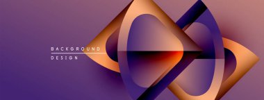 Soyut sıvı şekilleri, canlı mor arkaplan. Turuncu ve mavi eğimli dinamik kompozisyon. Arka planlar için modern tasarım ögesi.