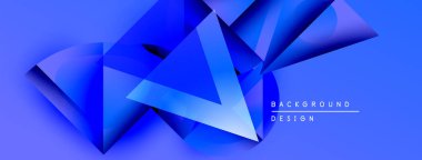 Soyut geometrik şekiller, canlı mavi renkler, dinamik kompozisyon. Arkaplan ve sunumlar için modern tasarım ögesi.