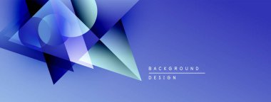 Soyut mavi tasarım üst üste binen şekiller, gradyanlar. Sancaklar, arka planlar, sunumlar için modern estetik. Temiz, basit kompozisyon.