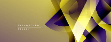 Soyut geometrik şekiller üst üste binerek dinamik altın ve mor renkler yaratır. Arkaplan ve sunumlar için modern tasarım ögesi.