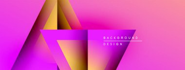 Soyut geometrik şekiller, canlı pembe gradyan, altın aksanlar. Modern tasarım elementleri dinamik görsel etki yaratır.