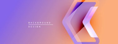 Soyut eğim arkaplanı. Mor, pembe, turuncu renkler düzgün bir şekilde harmanlanır. Geometrik şekiller, dinamik görsel efekt oluşturur. Modern tasarım ögesi.