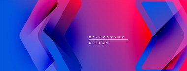 Soyut geometrik şekiller, canlı gradyanlar. Mor, mavi, pembe renkler tasarımda baskın. Sunumlar için modern arkaplan dokusu.