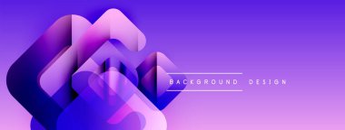 Soyut geometrik şekiller örtüşüyor, canlı mor gradyanlar yaratıyor. Arkaplan ve sunumlar için uygun modern tasarım.