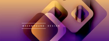 Soyut geometrik şekiller canlı mor, turuncu renkleri harmanlarlar. Modern tasarım dinamik görsel deneyim yaratır. Yumuşak eğimler derinlik sunar.