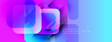 Soyut canlı dikdörtgenler çakışıyor. Gradyan renkler mordan maviye kayar. Modern tasarım elementleri dinamik görsel efekt yaratır.