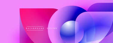Soyut, enerjik bir arkaplan. Üst üste binen şekiller dinamik görsel efekt yaratır. Pembe, mor renkler kompozisyona hakim. Modern tasarım elemanları.
