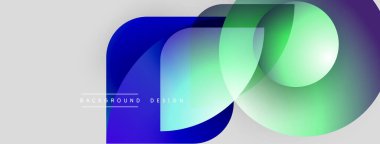 Soyut renkli şekiller çakışıyor. Mavi, yeşil, mor renkler dinamik görsel efekt yaratır. Arka planlar için modern tasarım ögesi.