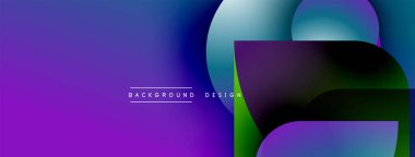 Soyut eğim arkaplanı. Üst üste binen şekiller dinamik görsel efekt yaratır. Mor, mavi, yeşil renkler kompozisyona hakim. Metin arkaplan tasarımı okur.