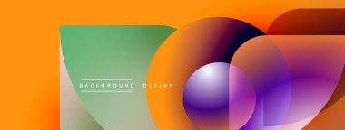 Soyut canlı tasarım, üst üste binen renkli şekiller. Gradyan renkler dinamik görsel efekt yaratır. Projeler için modern arkaplan.
