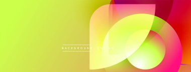 Parlak soyut bir arka plan. Üst üste binen şekiller canlı renk değişimleri yaratır. Modern tasarım elementleri enerji ve yenilik öneriyor.