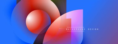 Soyut, enerjik şekiller çakışıyor. Mavi, kırmızı, pembe gradyanlar dinamik görsel efekt yaratır. Arka planlar için modern tasarım ögesi.
