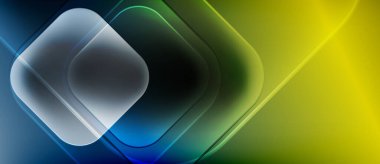 Soyut tasarım katmanlı kareler, gradyan renkler. Mavi sarıya geçişler, dinamik görsel efekt yaratır. Modern, şık bir sunum.