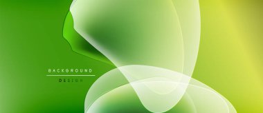 Soyut yeşil arkaplan. Üst üste binen kıvrımlı şekiller dinamik görsel efekt yaratır. Yumuşak eğimler, modern tasarım elementleri mevcut.