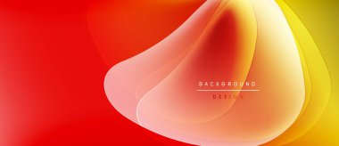 Soyut sıvı şekilleri, canlı gradyanlar. Kırmızı, turuncu, sarı renkler düzgün bir şekilde harmanlanır. Modern tasarım ögesi, dinamik bileşim.