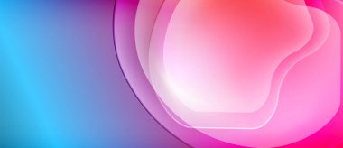 Soyut sıvı şekilleri canlı mavileri, pembeleri, morları harmanlıyor. Yumuşak gradyanlar modern, dinamik görsel efekt yaratır.