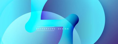 Birbirine karışan katmanlı şekillerle dairesel soyut düzen, parlak gradyanlar, akışkan hareketler ve derin kontrastlar yaratır.