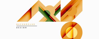 Soyut geometrik tasarım katmanlı şekiller, sıcak renkler içerir. Turuncu, kahverengi, yeşil renkler modern görsel doku yaratır. Minimalist biçim arkaplan için uygun.