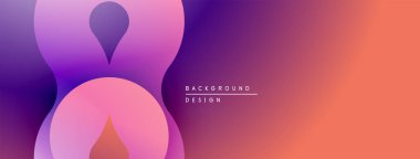 Soyut gradyan şekiller çakışıyor ve canlı bir görsel etki yaratıyor. Pürüzsüz renk geçişleri kompozisyona hakim. Modern tasarım ögesi.