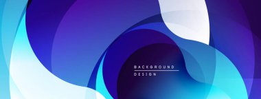 Soyut sıvı şekilleri örtüşür, dinamik mavi, mor gradyanlar yaratır. Modern tasarım hareketi çağrıştırıyor, derinliği. Minimalist estetik.