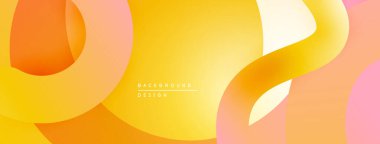 Soyut sıvı şekiller, sıcak renk paleti. Sarılar, portakallar, pembeler düzgün bir şekilde harmanlanır. Modern tasarım, basit kompozisyon.