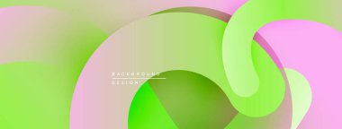 Soyut sıvı şekiller, pembe, yeşil renkler. Yumuşak eğimler modern tasarım yaratır. Minimalist kompozisyon, düz kıvrımlar, canlı renkler.