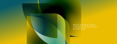 Soyut geometrik şekiller canlı sarı, yeşil, mavi renkleri harmanlarlar. Modern tasarım dinamik görsel deneyim yaratır. Minimalist stil.