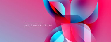 Soyut akışkan şekiller, canlı renklerin karışımı. Pembe, mavi, kırmızı gradyanlar dinamik görsel efekt yaratır. Modern tasarım ögesi.