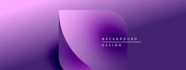 Soyut mor eğimli arkaplan. Üst üste binen şekiller, dijital projeler için derinlik ve modern tasarım unsuru yaratır. Minimalist estetik.