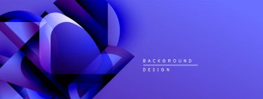 Soyut geometrik şekiller, canlı mavi gradyanlar, modern tasarım. Arkaplan dijital sanat ve gösterişli sunum öneriyor.