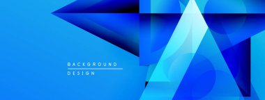 Soyut mavi tasarım. Geometrik şekiller örtüşür, dinamik görsel efekt yaratır. Çeşitli projeler için modern arkaplan.