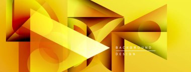 Soyut geometrik tasarım. Sarı, turuncu renkler dinamik katmanlı etki yaratır. Sunumlar ve grafikler için modern arkaplan uygun.