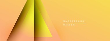 Soyut geometrik tasarım. Gradyan üçgenler sıcak renk şeması oluşturarak örtüşüyor. Minimalist tarz, modern estetik. Arkaplan dokusu görünür.