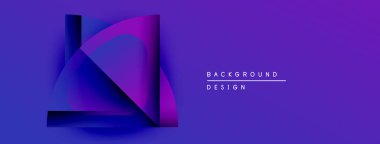 Soyut geometrik tasarım. Mor gradyan katmanlı kağıt etkisi yaratır. Metin elemanları mevcut olan minimalist bir tarz. Modern görsel kompozisyon.