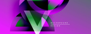 Soyut geometrik şekiller, canlı mor renkler, dinamik kompozisyon. Arkaplan ve sunumlar için modern tasarım ögesi.