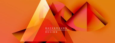 Soyut geometrik şekiller örtüşüyor, canlı turuncu ve kırmızı renkler yaratıyor. Metin, kompozisyon içerisindeki arkaplan tasarımını okur.