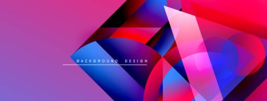 Soyut geometrik şekiller canlı pembeleri, mavileri, morları harmanlarlar. Dinamik kompozisyon modern görsel deneyim yaratır. Yumuşak eğimler derinliği artırır.