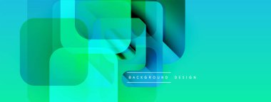 Soyut geometrik şekiller örtüşüyor, canlı turkuazlar yaratıyor, yeşil gradyanlar. Arkaplan, pankart ve sunumlar için modern tasarım ögesi.
