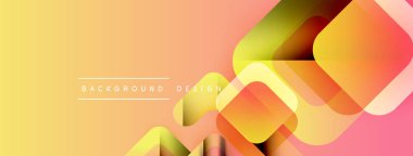 Soyut geometrik şekiller örtüşür, canlı gradyanlar yaratır. Sarılar, portakallar, pembeler düzgün bir şekilde harmanlanır. Arka planlar için modern tasarım ögesi.