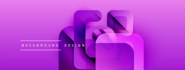 Soyut mor tasarım katmanlı kareler oluşturarak derinlik yaratıyor. Gradyan arka plan modern estetiği geliştirir. Metin arkaplan tasarımı okur.