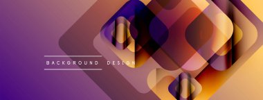 Soyut geometrik şekiller örtüşüyor, canlı mor, turuncu renkler yaratıyor. Modern tasarım elementleri dinamik görsel deneyim önerir.
