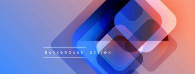 Soyut geometrik şekiller örtüşüyor, canlı renk eğimleri yaratıyor. Pembeye mavi geçişler, modern arkaplan tasarımı oluşturur.