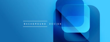 Soyut mavi arkaplan. Üst üste binen dikdörtgenler modern tasarım yaratır. Metin arka plan tasarımı okur. Basit, temiz estetik..