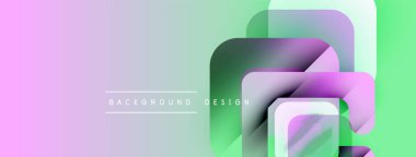 Soyut geometrik şekiller çakışıyor. Yumuşak pastel renkler harmanlanarak modern görsel efekt yaratır. Arkaplan eğimli renkler içerir.