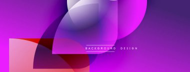 Soyut şekiller örtüşüyor, canlı mor, pembe renkler yaratıyor. Modern tasarım akıcı, dinamik hissettiriyor. Arkaplan teknoloji ve yenilik öneriyor.