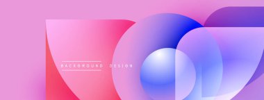 Soyut gradyan şekiller çakışıyor. Pembe, kırmızı, mavi renkler düzgün bir şekilde harmanlanır. Metin arka plan tasarımı okur. Modern görsel sunum.